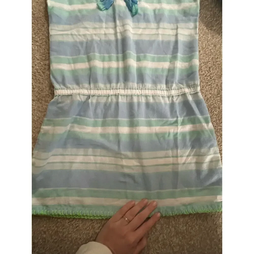 Vineyard Vines Girls Light Blue, Mint & White Striped Swim Coverup